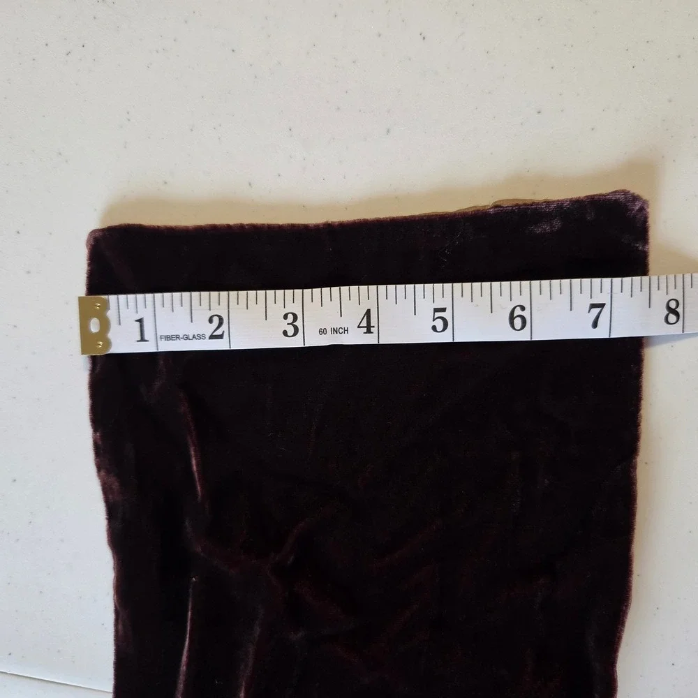 Chocolate Brown Silk Blend Velvet Scarf Gold Satin Backing Reversible 58in